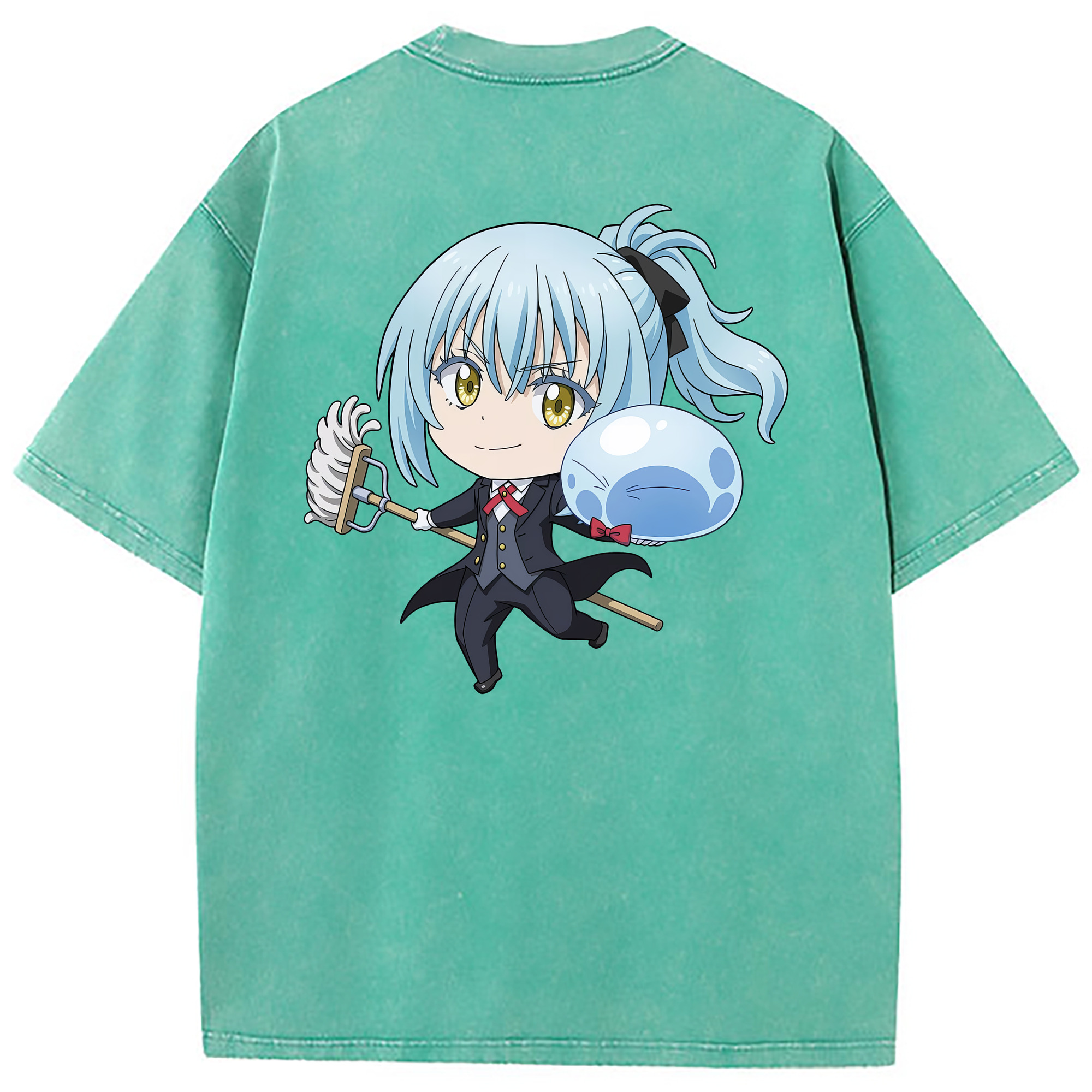 （画像用） 転スラ Regarding Reincarnated to Slime 綿100% ヴィンテージ風 半袖Tシャツ（背面プリント）
